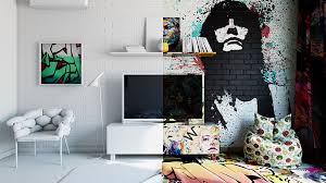 Check out these very small living room ideas to help the soothing neutral colours of this small living room design creates a cozy, welcoming ambiance. Half White Half Graffiti Designer Splits Hotel Room Into Two Worlds Bored Panda