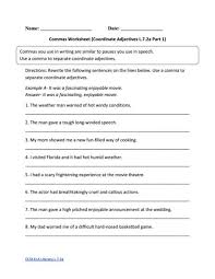 To download/print, click on the button bar on the bottom of the worksheet. 8th Grade Grammar Worksheets Samples Commas Worksheet Coordinate Adjectives Part 6th 8th Grade Grammar Worksheets Worksheets Beginning Money Worksheets Addition Flash Cards Bible Math Worksheets 6th Grade Printable Worksheets Free Prek Worksheets