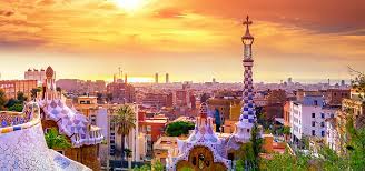 Alley with tropical palm trees. 21st Century Barcelona Uceap