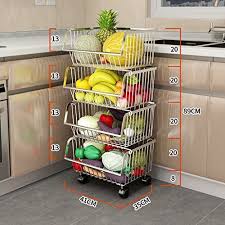 Kitchen Shelf Stainless Steel Vegetable Rack Fruit Storage Rack Shelf Kitchen Storage Racks Size In 2020 Vegetable Rack Kitchen Storage Trolley Sustainable Kitchen