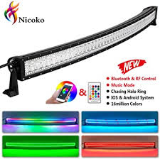 Amazon Com Led Light Bar Nicoko 52 Inch 300w Curved Rgb Multicolor Chasing Off Road Light Bar Bluetooth App Controlled Combo Beam Ip 67 Waterproof For Off Road Vehicle Atv Suv Utv 4wd Jeep Boat