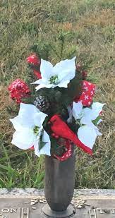 Cemetery vase arrangement memorial flowers funeral floral. Christmas Cemetery Vase Flower Arrangement Cardinal And Poinsettia Cemetery Floral Arrangement Cemetery Flowers Cemetery Decorations Christmas Flowers