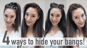 Comb your hair away from this line. 4 Ways To Hide Your Bangs New Hairstyles 2017 Youtube