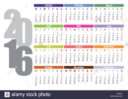 Kalender / almanacka för 2016 med veckor och veckonummer, helgdagar, röda dagar, flaggdagar, namnsdagar, lediga dagar och datum för påsk, pingst och midsommar. Kalender 2016 Stockfotografie Alamy