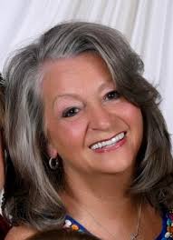 Natural grey hair highlights and shag haircut