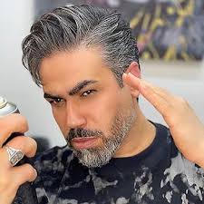 N.L.W. 1B40 Grey Color Hair Toupee for Men, 100% European Human Hair, 10x8"  PU Skin Base, Straight, 120% Density, 6" Length, Classic Style, Male, 1  Count (Pack of 1), Wig : Buy