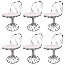 Set Of Vintage Chrome Tulip Base Swivel Chairs Swivel Dining Chairs Swivel Chair Chair