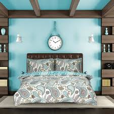 Many can be tumble dried and go from toddler bedding sets right up to super king match your fresh duvet cover set with a pair of freshly plumped luxury pillows. Paisley Azul Petroleo Colcha De Cama Capa De Edredom Fronhas Unico Conjunto Dupla King Moderno Ebay