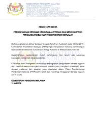 Sometimes tend to use the incorrect forms. Moe Kenyataan Media Perbincangan Bersama Kerajaan Australia Bagi Meningkatkan Penguasaan Bahasa Inggeris Masih Berjalan