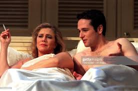 American actress Kathleen Turner, in the role of Mrs Robinson, with...