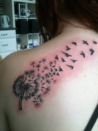 Yet another common foot tattoo art can be listed as tribal art. Dandelion Flying Out With Birds Tattoo On Back Shoulder