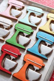 Look Gingerbread Cookies In The Shape Of Kitchenaid Stand Mixers Iced Cookies Kitchen Aid Cookies