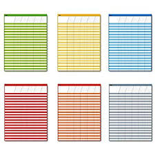 Laminated Dry Rease Incentive Chart Chore Responsibility School Attendance Homework Progress Tracking Chart 6 Pack In Multi Color 36 Rows X 25