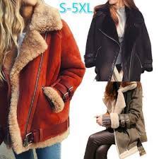 New Women Faux Pu Jacket Fur Cotton Leather Inside Fur Sheepskin Women Motorcycle Jacket Coat Wish Suede Coat Women Womens Fashion Winter Coats Motorcycle Jacket Women