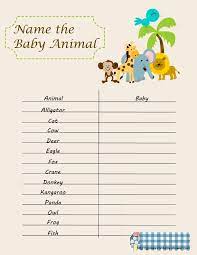Free Printable Name The Baby Animal Game For Baby Shower Baby Animal Games Printable Baby Shower Games Baby Shower Decorations For Boys