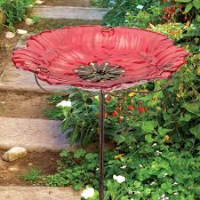 This striking blue feeder is reminiscent of vintage mason jars. Birdbath Bird Feeder Garden Stake Poppy Flower Red Set Of 2