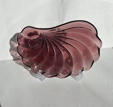 Hazel Ware Moroccan Amethyst Fan Shaped Snack Plate w/ Cup Rest Set Of 2