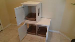 Stacked Single On Double Odor Free Custom By Fureverpetfurniture Cat Litter Furniture Litter Box Furniture Litter Box