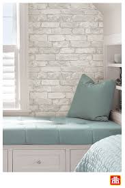 Modern interior design ideas that brighten up brick walls with white paint help to bring a light neutral color into decorating palette to calm down living spaces or create a unique and stylish room with a white accent wall. Wallpaper Accent Wall Brick Wall Bedroom Wallpaper Bedroom Bedroom Design