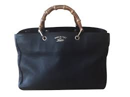 Safe shipping and easy returns. Sacs A Main Gucci Gucci Bamboo Shopper Tote Cuir Noir Ref 36321 Joli Closet