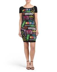 Moschino Made In Italy Neon Sign Printed Dress 80s Fashion Fashion Dresses For Work