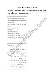 Drawing conclusions crime scene investigation (digital version included). Crime Scene Investigation Esl Worksheet By Elisa28