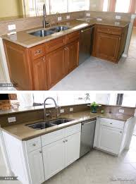 Now before you decide to move them out of. Painting Dark Kitchen Cabinets White Before And After House Mix