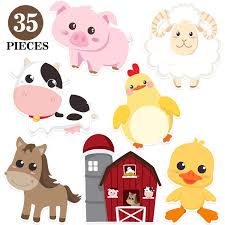 The base 'cake' is so simple, so you could go as over the top as you wanted with the decorations. Blulu Farm Animal Party Decorations And Supplies Farm Animals Decor For Baby Shower Birthday Party Essentials With 80 Glue Point Dots 35 Pieces Farm Animal Cutouts Amazon Com Grocery Gourmet Food