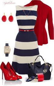 Black And White Striped Dress With Red Shoes Dress Again I M Obsessed With Stripes And The Whole Red White Blue Concept Behind This Outfit Is Beautiful Don Spring Work Outfits Fashion Work Fashion