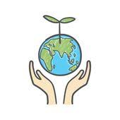 human hands holding globe with plant on it environmental care and social responsibility doodle earth icon hand drawn on white background natural ecology eco how to draw hands earth drawings hand drawn vector illustrations