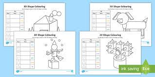 First, kids will need to name the basic 3d shapes and analyze their characteristics. Colour By 3d Shapes Printable Maths Resources