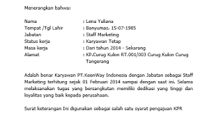 Perlu contoh surat keterangan kerja cek semua disini.surat keterangan penghasilan karyawan wiraswasta adalah surat yang dikeluarkan oleh pihak dari bagian keuangan perusahaan yang kemudian digunakan oleh pemohoan untuk berbagai macam keperluan seperti pengajuan pinjaman kredit dana bank, kredit kendaraan atau bisa. Contoh Surat Keterangan Kerja Untuk Pengajuan Kpr Bloggadogado