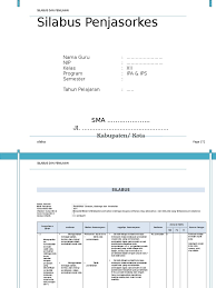 Word yang bisa anda edit sesuai kebutuhan anda. Silabus Penjas Kls Xii