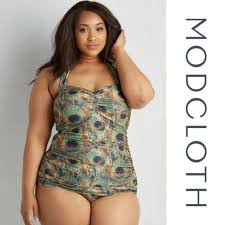 Modcloth Peacock Bathing Beauty Retro Swimsuit