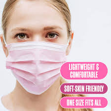 Harley Street Care Disposable Pink Face Masks Protective 3 Ply Breathable  Triple Layer Mouth Cover with Elastic Earloops (Pack of 100) :  Amazon.co.uk: Fashion