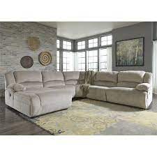 Ashley Toletta 5 Piece Left Chaise Reclining Sectional In Granite Reclining Sectional Reclining Sectional With Chaise Sectional Sofa With Recliner