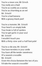 You Re A Mean One Mr Grinch Thurl Ravenscroft So Only 9 Days Till Christmas I Guess I Felt The Ne Christmas Songs Lyrics Christmas Lyrics Christmas Poems