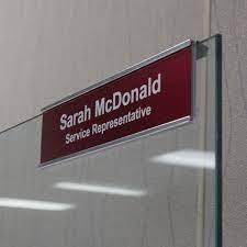 Selecting name plates with standard dimensions, which are typically 8.5 wide and 2.5 high, will make it much easier to find a template and update it as needed. Pin On Office Nameplates