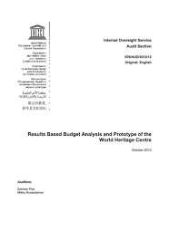 Results Based Budget Analysis And Prototype Of The World Heritage Centre Unesco Digital Library