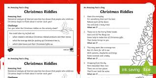 Logiclike team has prepared for you christmas trivia, compete with friends knows more facts about christmas. Christmas Riddles Worksheet For Children English