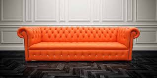 The high density foam padded seat, arm rests, and back make the clodine sofa super comfy from all angles. Buy Orange Leather Chesterfield Sofa Uk Designersofas4u