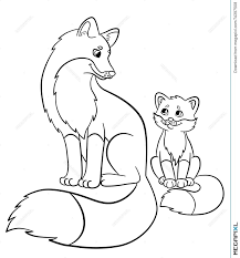 Download this adorable dog printable to delight your child. Coloring Pages Wild Animals Mother Fox With Her Little Cute Baby Illustration 74397508 Megapixl