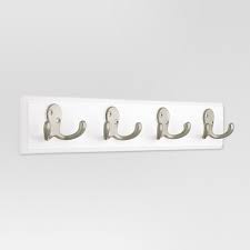 Bond robe hook from the bond collection is a leading example of luxury hook. 16 Hook Rack With Double Prong Robe Hooks White Satin Nickel Threshold Target