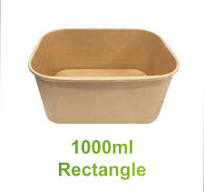 Paper Food Container Kraft Rectangle - 1000ml - Carton of 300 - KIS PAPER -  11024