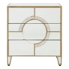 Knightsbridge Mirrored Glass Furniture Art Deco 3 Drawer Bedside Table Fusion Furniture Store