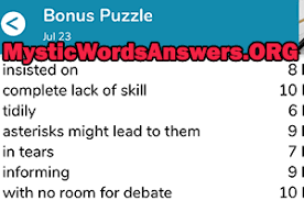 Forming a dry crust 6 letters. July 23 2019 7 Little Words Bonus Puzzles Answers