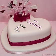 Birthday Cake For Sister In Law With Name Edit Rehman Shimmi Name Image Of Awesome Anniversary Heart Cake Happy Anniversary Cakes Happy Marriage Anniversary Cake Happy Marriage Anniversary