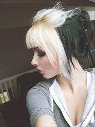 Emo hairstyles and emo haircuts involve lots of long, heavy bangs brushed to one side, that tend to cover one or both eyes in a chaotic manner. A Month In Hair Colors Today Black White Hairstyles The Haircut Web Split Dyed Hair Hair Styles Emo Hair