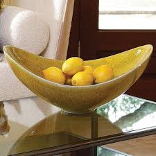 Dining Table Center Piece Global Views 1837 Citron Swoop Decorative Bowl Decorative Bowls Yellow Home Decor Bowl