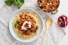 Zaalouk is usually eaten as a dip and can range in consistency from chunky to a textured mash to a smooth, pasty puree. Moroccan Stewed Eggplant With Couscous Casbah Natural Foods